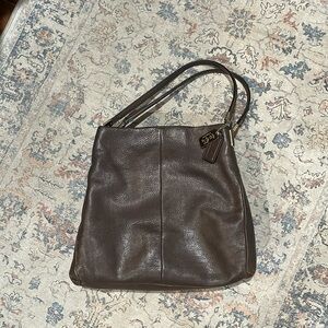 Coach Edie Purse - Chocolate brown with purple satin interior